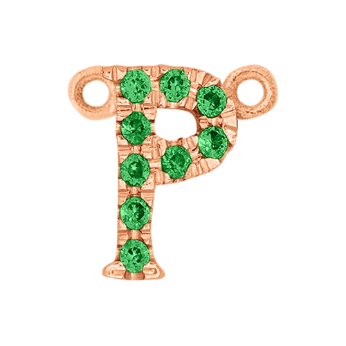 Green Garnet + 14k Rose Gold Letter Charm - Image 16