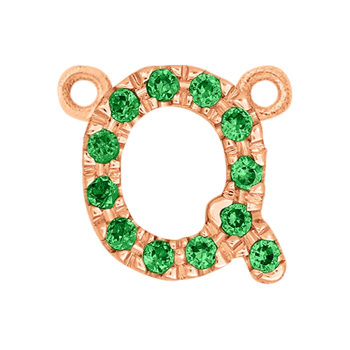 Green Garnet + 14k Rose Gold Letter Charm - Image 17
