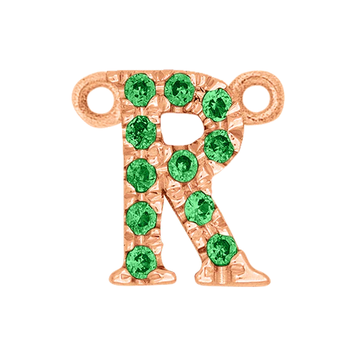 Green Garnet + 14k Rose Gold Letter Charm - Image 18