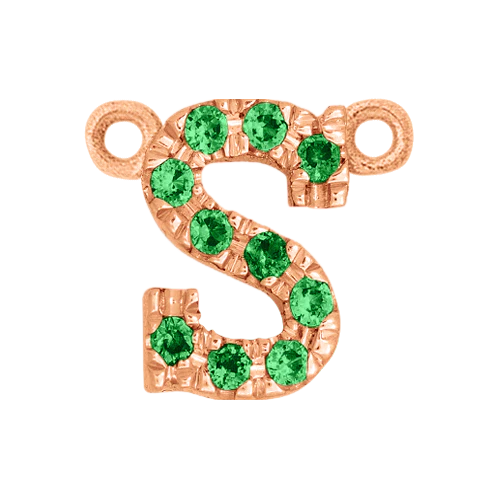 Green Garnet + 14k Rose Gold Letter Charm - Image 19