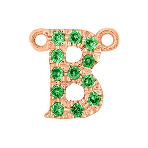 Green Garnet + 14k Rose Gold Letter Charm - Image 2