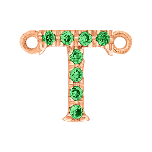 Green Garnet + 14k Rose Gold Letter Charm - Image 20