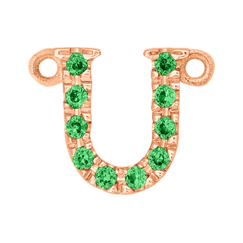 Green Garnet + 14k Rose Gold Letter Charm - Image 21