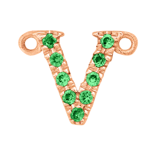 Green Garnet + 14k Rose Gold Letter Charm - Image 22