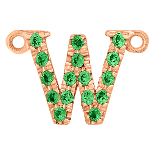 Green Garnet + 14k Rose Gold Letter Charm - Image 23