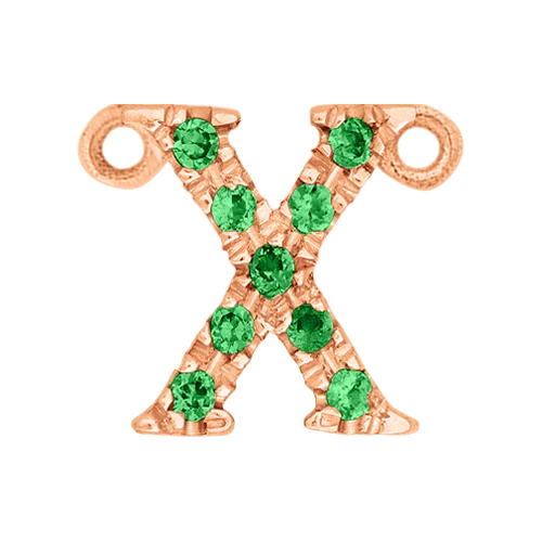 Green Garnet + 14k Rose Gold Letter Charm - Image 24