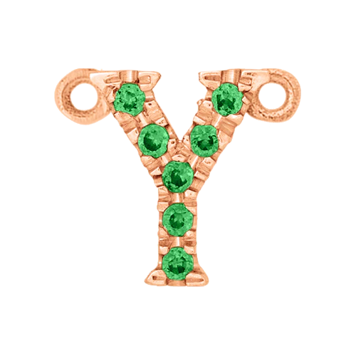 Green Garnet + 14k Rose Gold Letter Charm - Image 25
