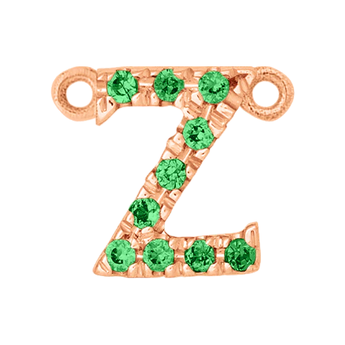Green Garnet + 14k Rose Gold Letter Charm - Image 26