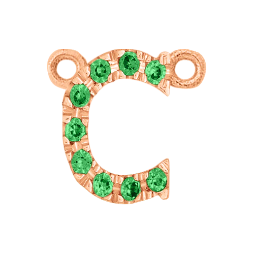 Green Garnet + 14k Rose Gold Letter Charm - Image 3