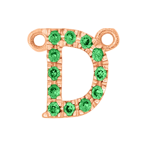 Green Garnet + 14k Rose Gold Letter Charm - Image 4