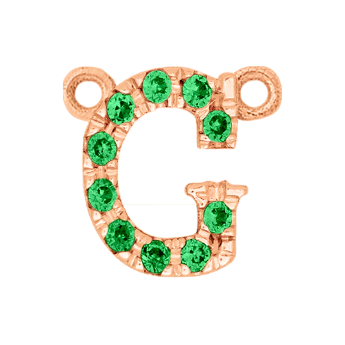 Green Garnet + 14k Rose Gold Letter Charm - Image 7