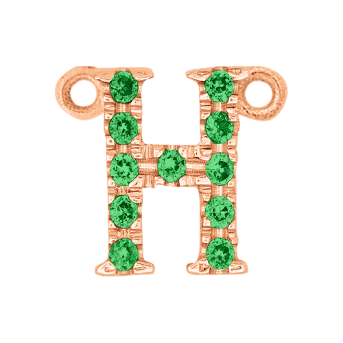 Green Garnet + 14k Rose Gold Letter Charm - Image 8