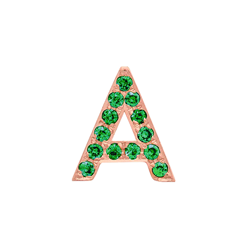 Green Garnet + 14k Rose Gold Letter Charm