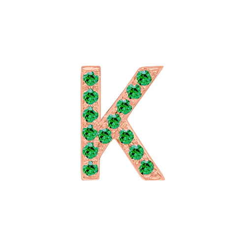 Green Garnet + 14k Rose Gold Letter Charm - Image 11