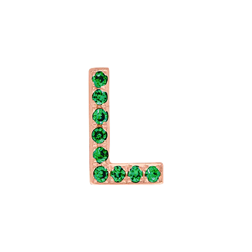 Green Garnet + 14k Rose Gold Letter Charm - Image 12
