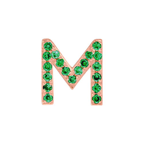 Green Garnet + 14k Rose Gold Letter Charm - Image 13