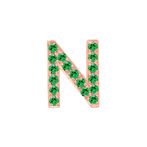Green Garnet + 14k Rose Gold Letter Charm - Image 14