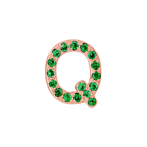 Green Garnet + 14k Rose Gold Letter Charm - Image 17