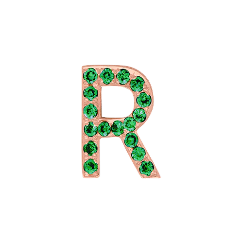 Green Garnet + 14k Rose Gold Letter Charm - Image 18