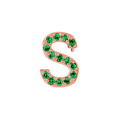 Green Garnet + 14k Rose Gold Letter Charm - Image 19