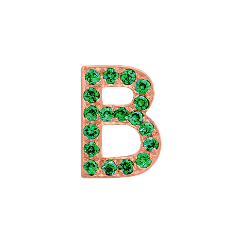 Green Garnet + 14k Rose Gold Letter Charm - Image 2
