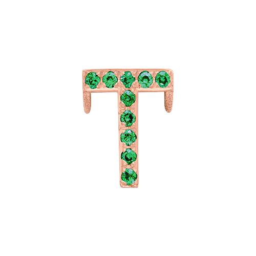 Green Garnet + 14k Rose Gold Letter Charm - Image 20