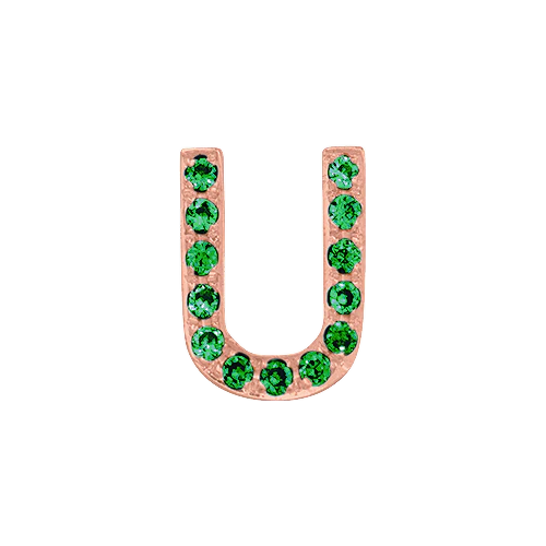 Green Garnet + 14k Rose Gold Letter Charm - Image 21