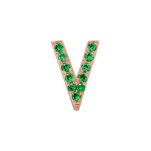 Green Garnet + 14k Rose Gold Letter Charm - Image 22
