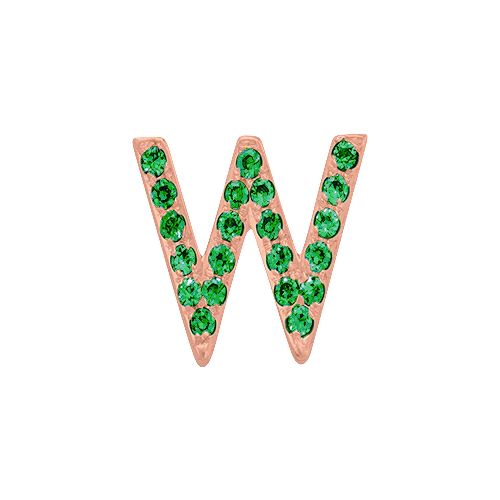 Green Garnet + 14k Rose Gold Letter Charm - Image 23