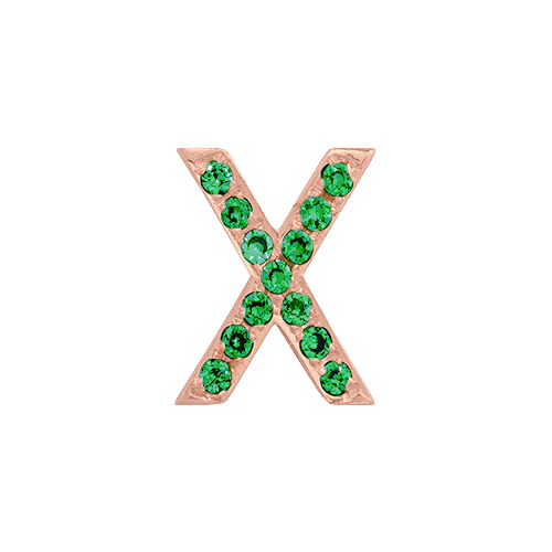 Green Garnet + 14k Rose Gold Letter Charm - Image 24
