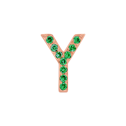 Green Garnet + 14k Rose Gold Letter Charm - Image 25
