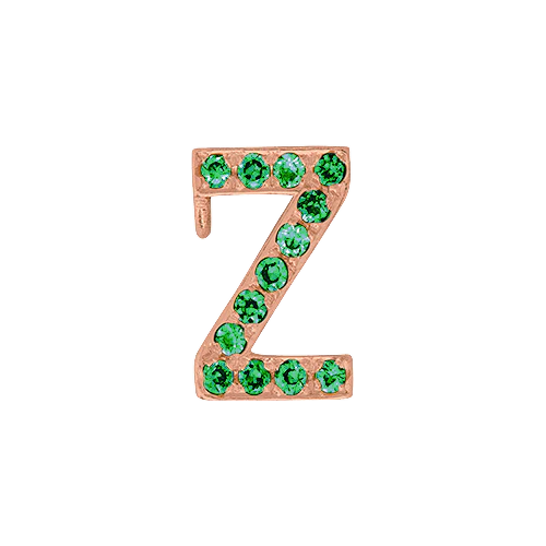 Green Garnet + 14k Rose Gold Letter Charm - Image 26