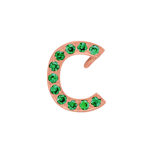Green Garnet + 14k Rose Gold Letter Charm - Image 3