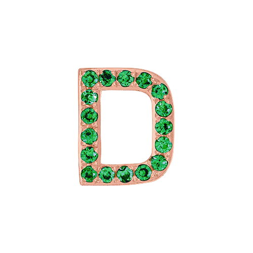 Green Garnet + 14k Rose Gold Letter Charm - Image 4