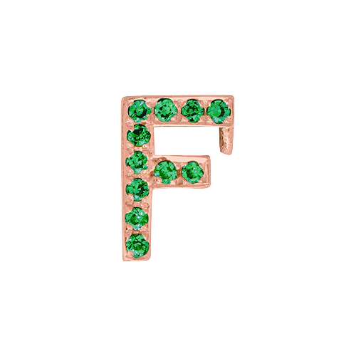 Green Garnet + 14k Rose Gold Letter Charm - Image 6