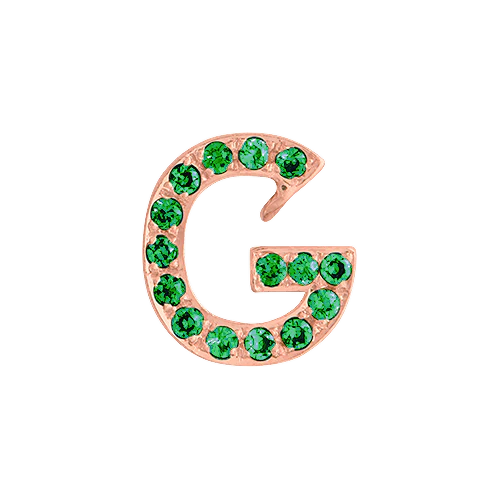 Green Garnet + 14k Rose Gold Letter Charm - Image 7