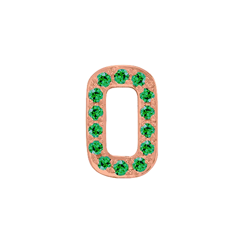 Green Garnet + 14k Rose Gold Number Charm