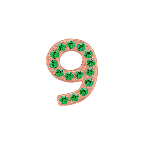 Green Garnet + 14k Rose Gold Number Charm - Image 10