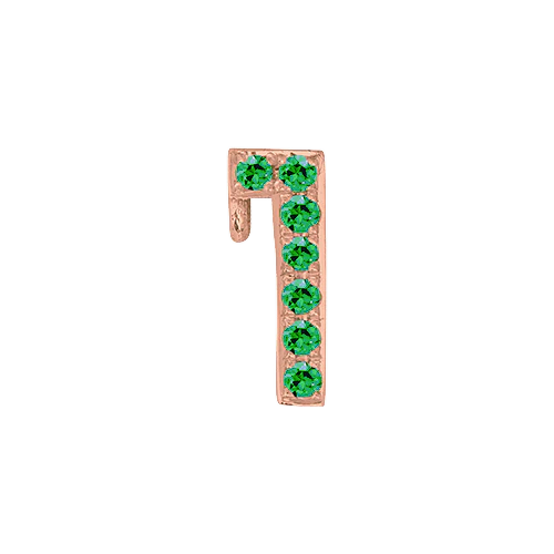 Green Garnet + 14k Rose Gold Number Charm - Image 2
