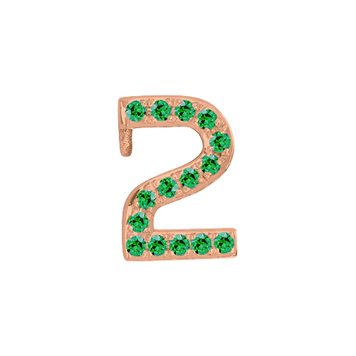 Green Garnet + 14k Rose Gold Number Charm - Image 3