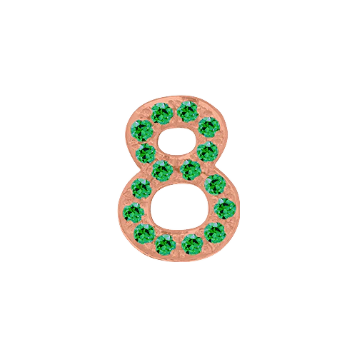 Green Garnet + 14k Rose Gold Number Charm - Image 9