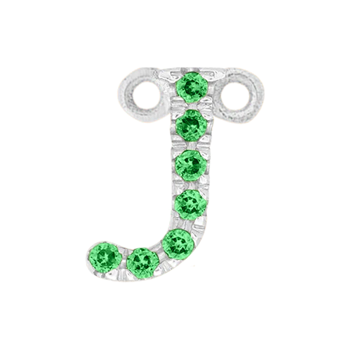 Green Garnet + 14k White Gold Letter Charm - Image 10