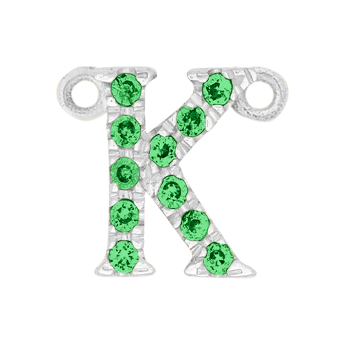 Green Garnet + 14k White Gold Letter Charm - Image 11