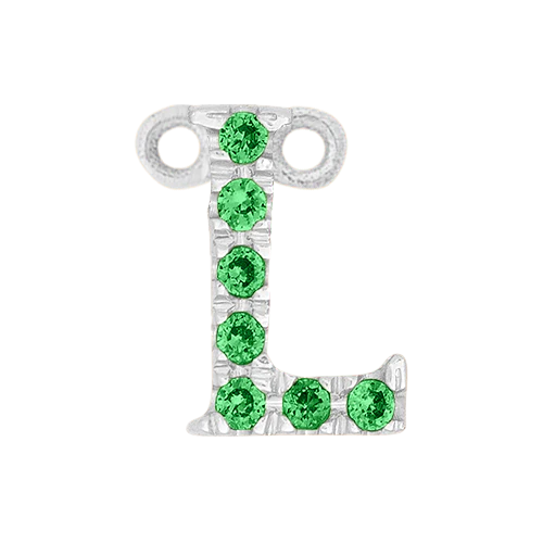 Green Garnet + 14k White Gold Letter Charm - Image 12