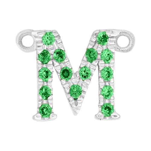 Green Garnet + 14k White Gold Letter Charm - Image 13
