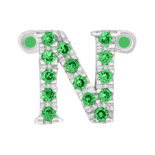 Green Garnet + 14k White Gold Letter Charm - Image 14