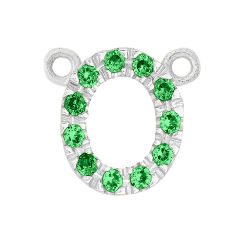 Green Garnet + 14k White Gold Letter Charm - Image 15