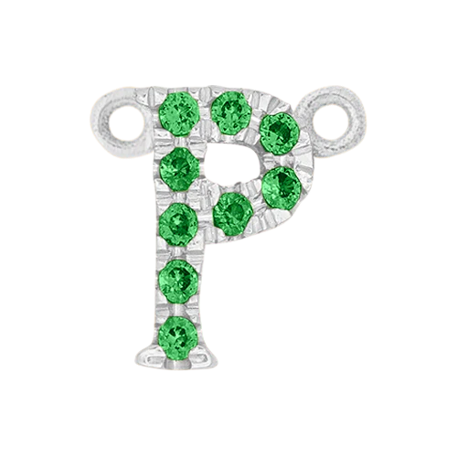 Green Garnet + 14k White Gold Letter Charm - Image 16