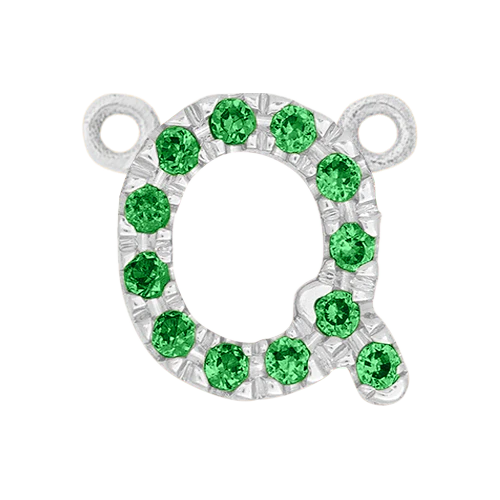Green Garnet + 14k White Gold Letter Charm - Image 17