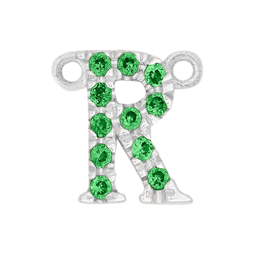 Green Garnet + 14k White Gold Letter Charm - Image 18